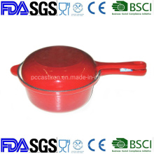 Enamel Cast Iron Saucepan with Double Use Lid as Frypan